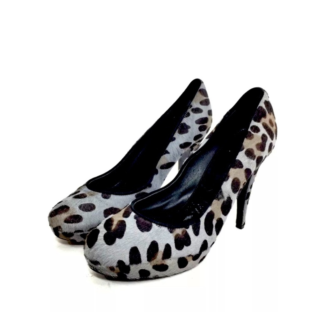 J Crew Pia calf hair leopard platform heels